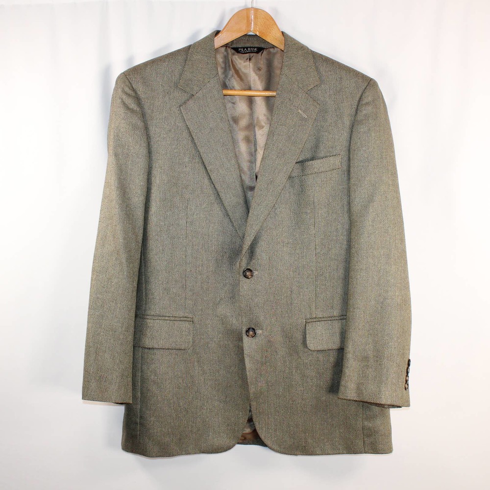 Jos. A. Bank Silk Blend Green Brown Patterned 2 Button Sport Coat Blazer 40R